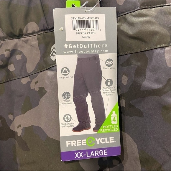 NWT Free Country XXL Men’s Ski Snow Pants Camo Zip Pockets - Picture 8 of 12